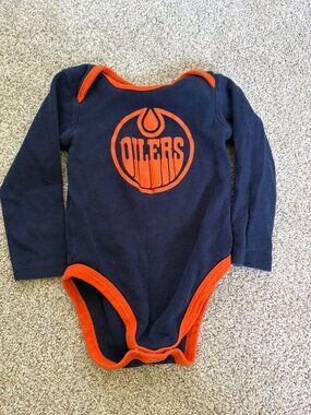 Baby NHL Edmonton Oilers Long Sleeve Bodysuit Blue Orange 24 months Hockey